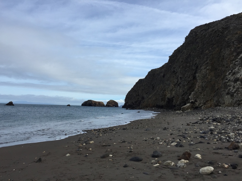 The desolate beach of Santa Cruz Island.
